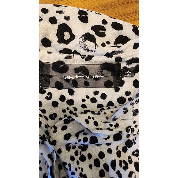Code x mode sleeveless leopard print button shirt Sz small open back & tie - Picture 8 of 8